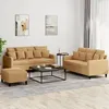 Image de vidaXL Ensemble de canapÃ©s 3 pcs avec coussins Marron Velours