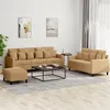 Image de vidaXL Ensemble de canapés 3 pcs avec coussins Marron Velours3201737