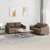 Image de vidaXL Ensemble de canapés 2 pcs avec coussins Marron Tissu3201805
