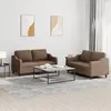 Image de vidaXL Ensemble de canapÃ©s 2 pcs avec coussins Marron Tissu
