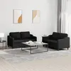 Image de vidaXL Ensemble de canapés 2 pcs avec coussins Noir Tissu3201806