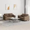 Image de vidaXL Ensemble de canapés 2 pcs avec coussins marron tissu