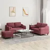 Image de vidaXL Ensemble de canapés 3 pcs avec coussins rouge bordeaux tissu
