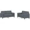 Image de vidaXL vidaXL Ensemble de canapés 2 pcs avec coussins gris foncé velours