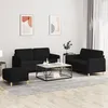 Image de vidaXL Ensemble de canapÃ©s 3 pcs avec coussins Noir Tissu