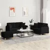 Image de vidaXL Ensemble de canapés 3 pcs avec coussins noir tissu