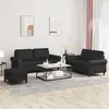 Image de vidaXL Ensemble de canapés 3 pcs avec coussins Noir Similicuir