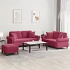 Image de vidaXL Ensemble de canapés 3 pcs avec coussins rouge bordeaux velours3202244