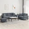 Image de vidaXL Ensemble de canapés 3 pcs avec coussins gris foncé velours3202281