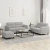 Image de vidaXL Ensemble de canapés 3 pcs coussins gris clair tissu microfibre