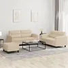 Image de vidaXL Ensemble de canapés 3 pcs avec coussins crème tissu microfibre3202324