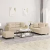Image de vidaXL Ensemble de canapés 3 pcs avec coussins Crème Tissu microfibre3202336