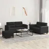 Image de vidaXL Ensemble de canapés 3 pcs avec coussins Noir Similicuir3202367