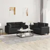 Image de vidaXL Ensemble de canapés 2 pcs avec coussins noir similicuir