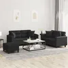 Image de vidaXL Ensemble de canapés 3 pcs avec coussins noir similicuir