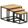 Image de vidaXL Tables basses gigognes 3 pcs bois massif de manguier et fer358569