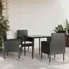 Image de vidaXL Ensemble à manger de jardin 5 pcs noir résine tressée et acier