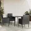 Image de vidaXL Ensemble à manger de jardin 5 pcs noir résine tressée et acier