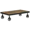 Image de Vidaxl Table Basse Roulettes Bois De RÃ©cupÃ©ration Massif 100x55x26 Cm