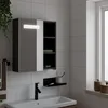Image de vidaXL Armoire de salle de bain Ã  miroir avec LED noir 45x13x52 cm
