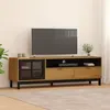 Image de vidaXL Meuble TV avec porte vitrée FLAM 158x40x50cm bois massif de pin