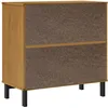Image de vidaXL Vidaxl Buffet Avec Porte Vitrée Flam 80x40x80 Cm Bois Massif De Pin