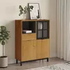 Image de vidaXL Buffet avec porte vitrée FLAM 92x40x122,5 cm bois massif de pin357829