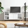 Image de vidaXL Meuble TV Blanc 100x35x55 cm Bois d'ingÃ©nierie