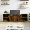 Image de vidaXL Meuble TV ChÃªne fumÃ© 160x35x55 cm Bois d'ingÃ©nierie