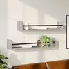 Image de vidaXL Étagères murales avec barres 2 pcs sonoma gris 80x16x14 cm