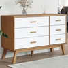Image de vidaXL Armoire Ã  tiroirs OLDEN blanc et marron bois de pin solide
