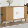 Image de vidaXL Buffet OLDEN blanc et marron 114x43x73,5 cm bois massif de pin