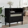 Image de vidaXL Buffet SENJA aspect rotin noir 80x40x80 cm bois massif de pin358021