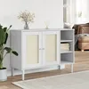 Image de vidaXL Buffet SENJA aspect rotin blanc 112x40x80cm bois massif de pin