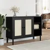 Image de vidaXL Buffet SENJA aspect rotin noir 112x40x80cm bois massif de pin