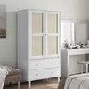 Image de vidaXL Garde-robe SENJA aspect rotin blanc 90x55x175cm bois massif pin