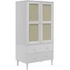 Image de vidaXL Armoire « Senja » Blanche 90 X 55 X 175 Cm En Pin Massif Avec Tiroirs Et Compartiments