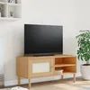 Image de vidaXL Meuble TV SENJA aspect rotin marron 106x40x49cm bois massif pin358040