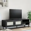 Image de vidaXL Meuble TV SENJA aspect rotin noir 158x40x49cm bois massif pin