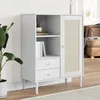 Image de vidaXL Vidaxl Buffet Senja Aspect Rotin Blanc 90x40x112cm Bois Massif De Pin