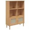Image de vidaXL BibliothÃ¨que SENJA aspect de rotin marron bois massif de pin