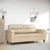 Image de vidaXL Canapé à 2 places Crème 140 cm Tissu microfibre359565