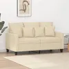 Image de vidaXL Canapé à 2 places Crème 120 cm Tissu359261