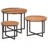 Image de vidaXL Tables basses gigognes 3 pcs bois massif d'acacia et fer372742