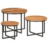Image de Vidaxl Tables Basses Gigognes 3 Pcs Bois Massif D'acacia Et Fer
