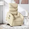 Image de vidaXL Fauteuil inclinable de massage Crème Tissu3203999