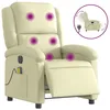 Image de vidaXL Fauteuil de massage inclinable Ã©lectrique crÃ¨me cuir vÃ©ritable