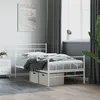 Image de vidaXL Cadre de lit métal avec tête de lit/pied de lit blanc 90x200 cm