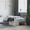Image de vidaXL Cadre de lit métal sans matelas et pied de lit blanc 100x190 cm