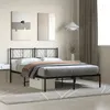 Image de vidaXL Cadre de lit métal avec tête de lit noir 140x200 cm